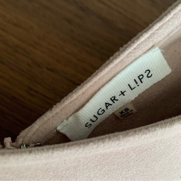 Faux Suede Pink Mini Dress with Half Length Sleeves (perfect for Spring) - Picture 4 of 6